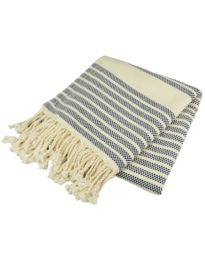 Hamamzz® Original Bodrum De Luxe Towel in navy blue/ivory