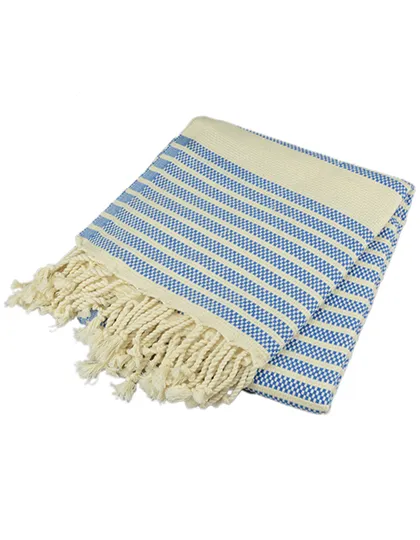 Hamamzz® Original Bodrum De Luxe Towel in ocean blue/ivory