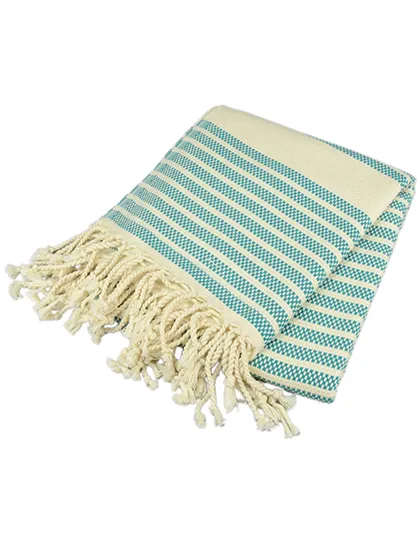 Hamamzz® Original Bodrum De Luxe Towel in petrol/ivory