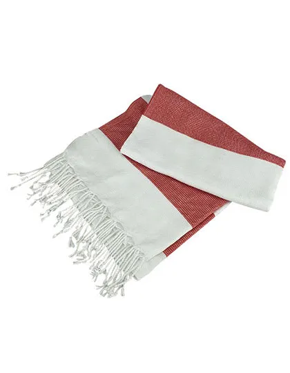 Hamam Antalya Towel in white/fire red