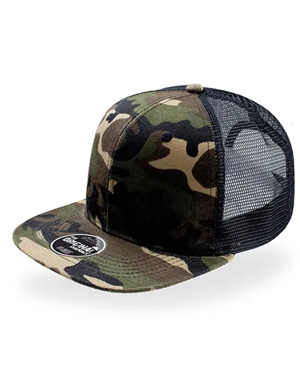 Snap Mesh Cap in camouflage/black