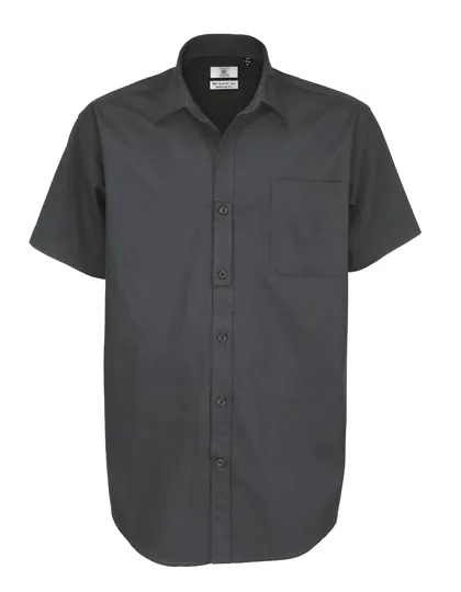 Twill Shirt Sharp Short Sleeve / Men in dark grey (solid) 670
