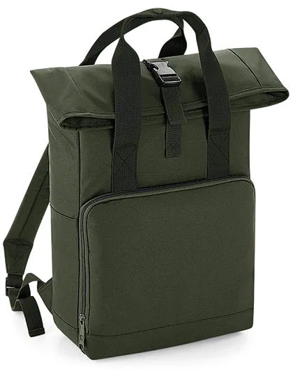 Twin Handle Roll-Top Backpack in olive green