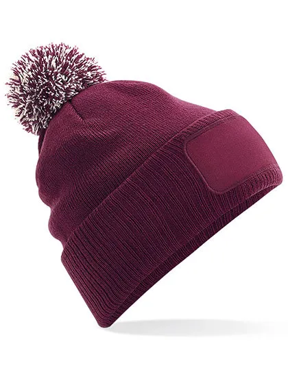 Snowstar® Patch Beanie in burgundy/off white