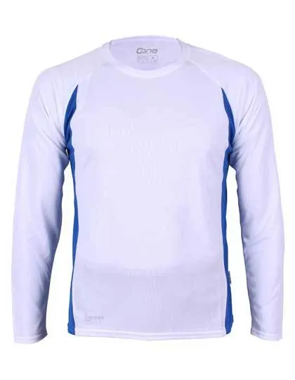 Racer Longsleeve Tech Tee in white/royal blue