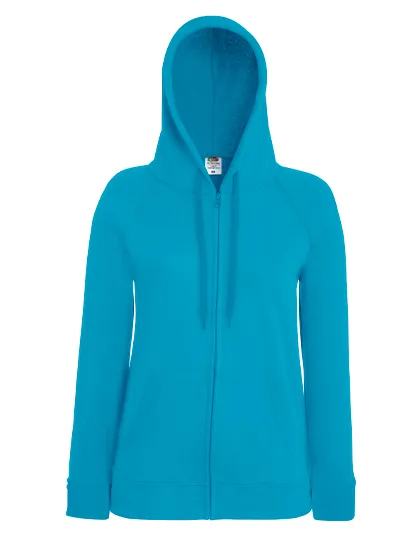 Ladies Lightweight Hooded Sweat Jacket in azure blue