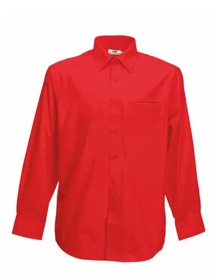 Men’s Long Sleeve Poplin Shirt in red