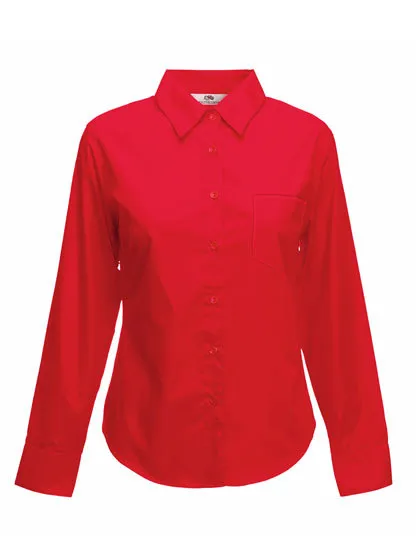 Ladies Long Sleeve Poplin Shirt in red