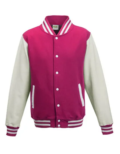 Varsity Jacket in hot pink/white
