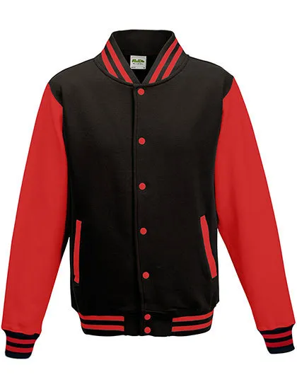 Varsity Jacket in jet black/fire red