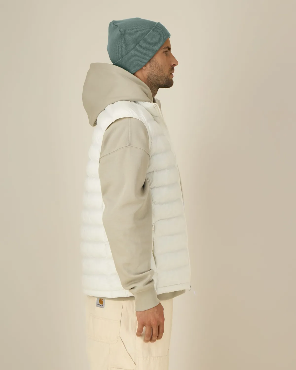 Rib Beanie in green bay, voorkant