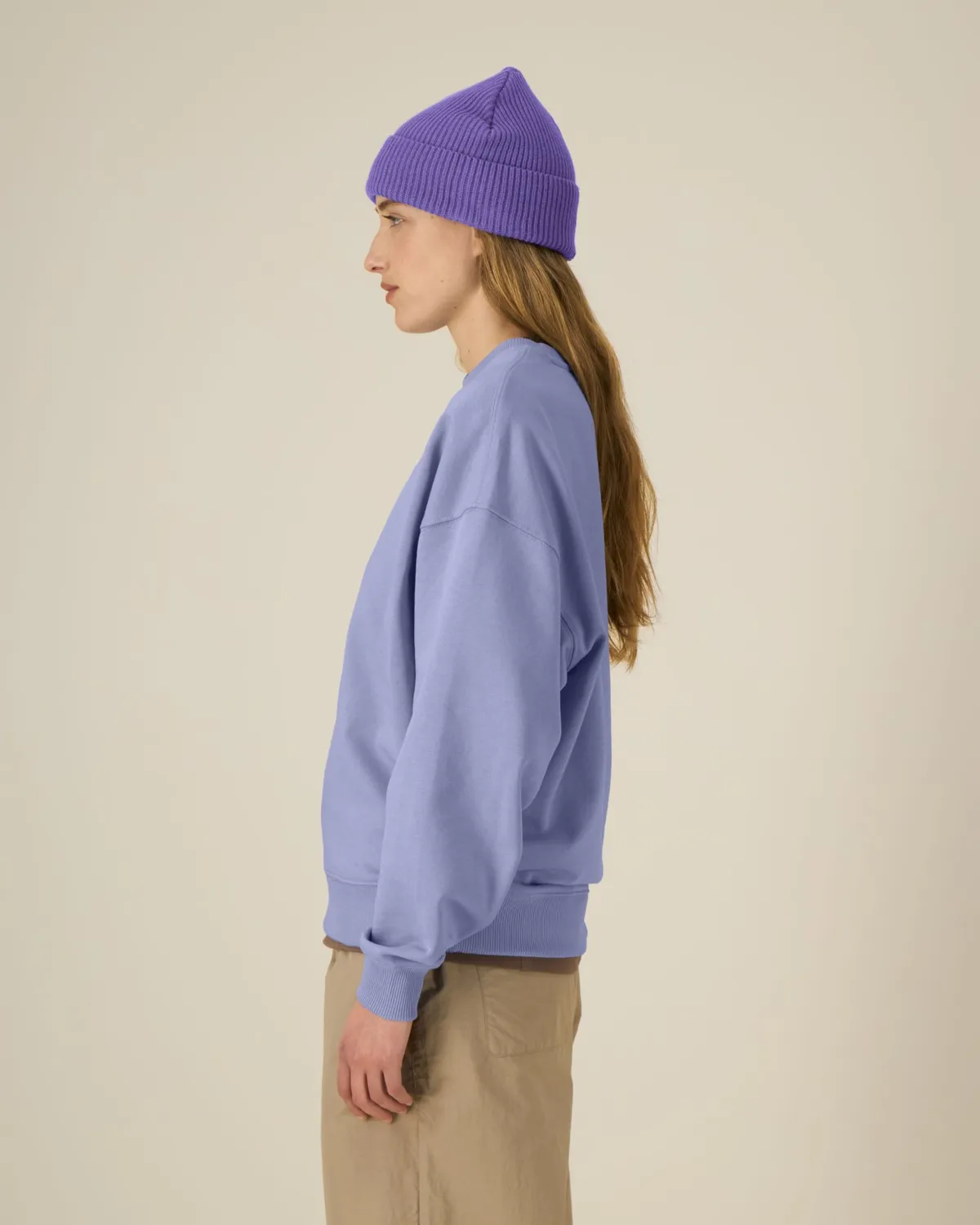 Fisherman Beanie in purple love, voorkant