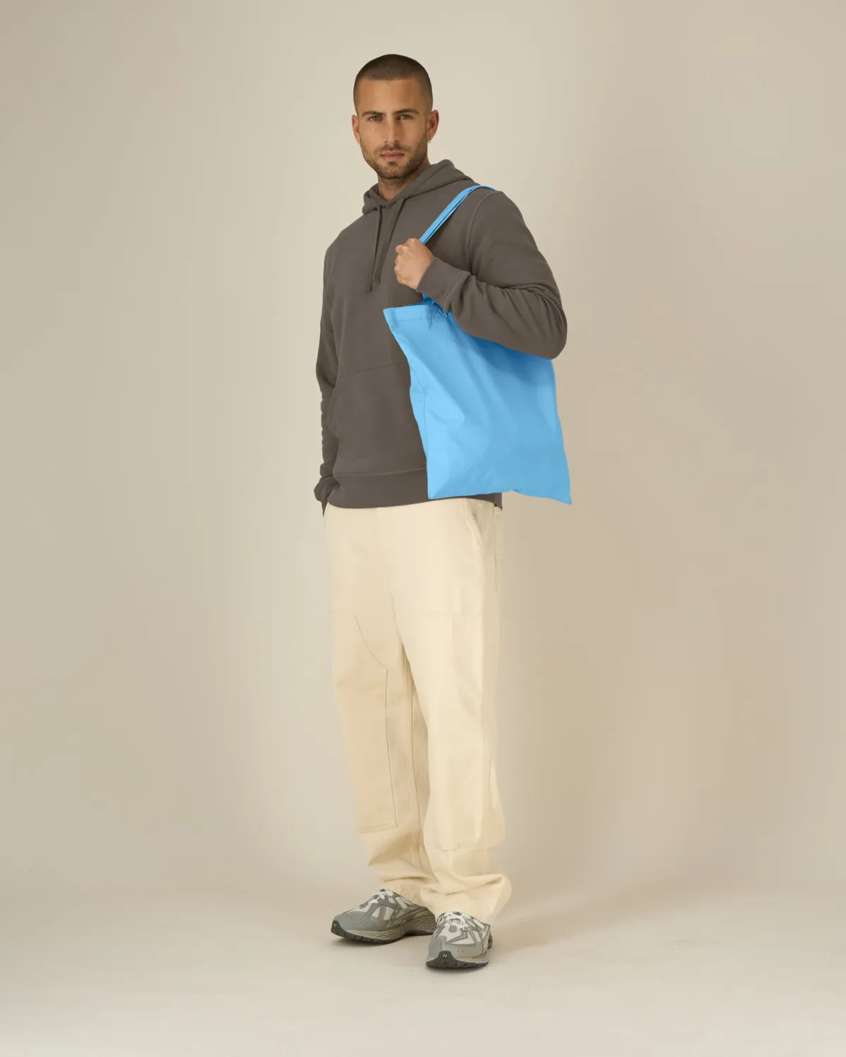 Light Tote Bag in aqua blue, voorkant