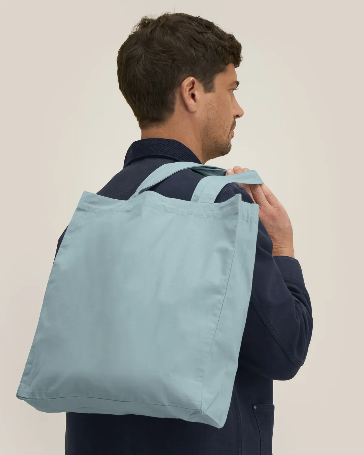 Mid Tote Bag in pebble blue, voorkant
