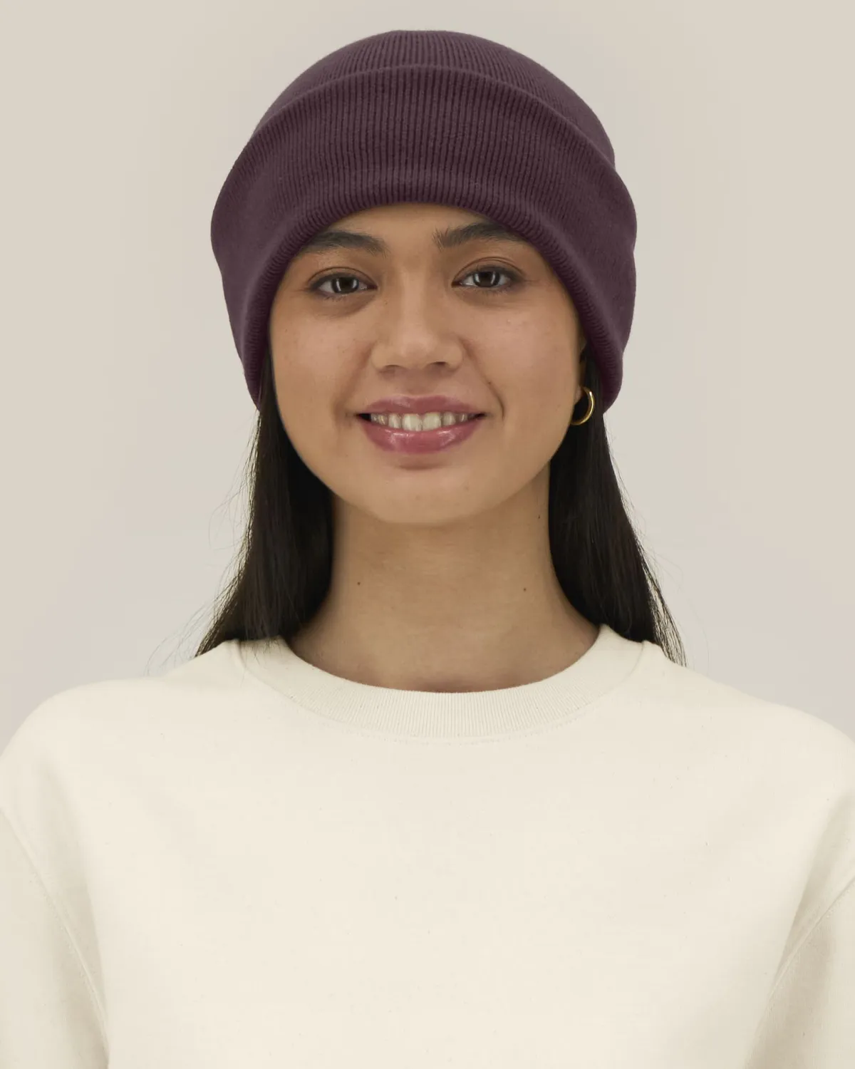 Rib Beanie 2.0 in red brown, voorkant