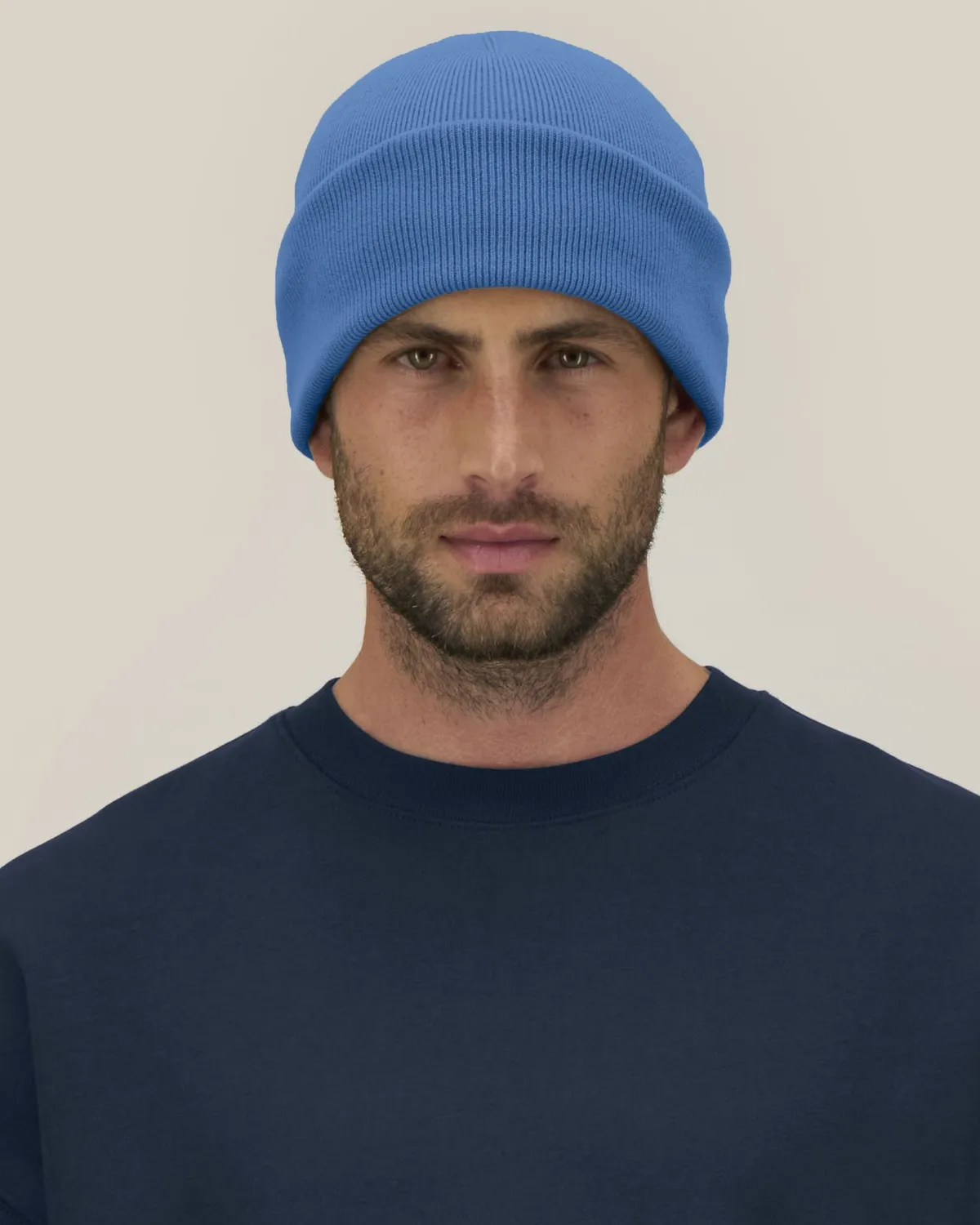 Rib Beanie 2.0 in mindful blue, voorkant