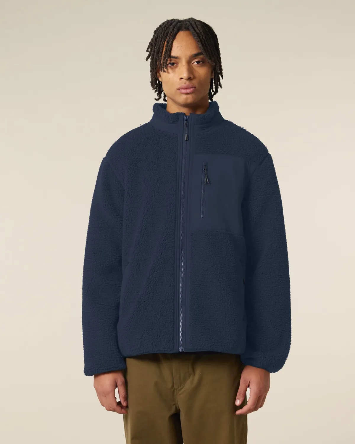 Brooker in french navy, voorkant