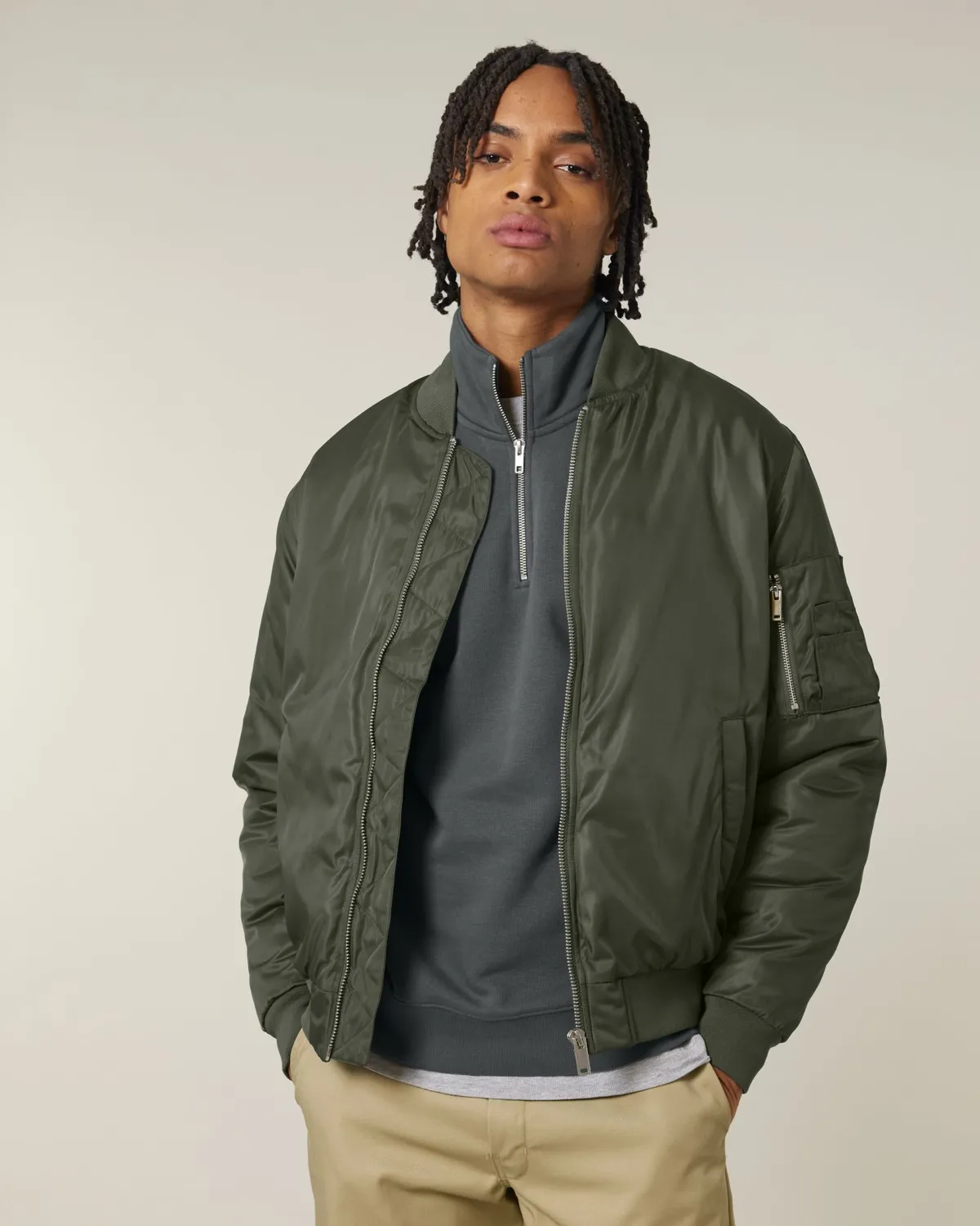 Bomber 2.0 in khaki, voorkant
