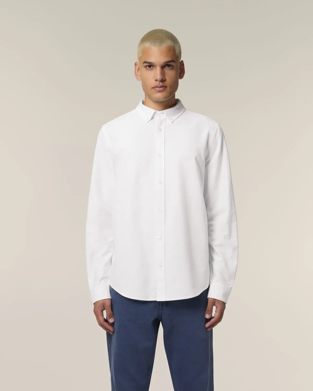 Stanley Oxford Shirt in white, voorkant