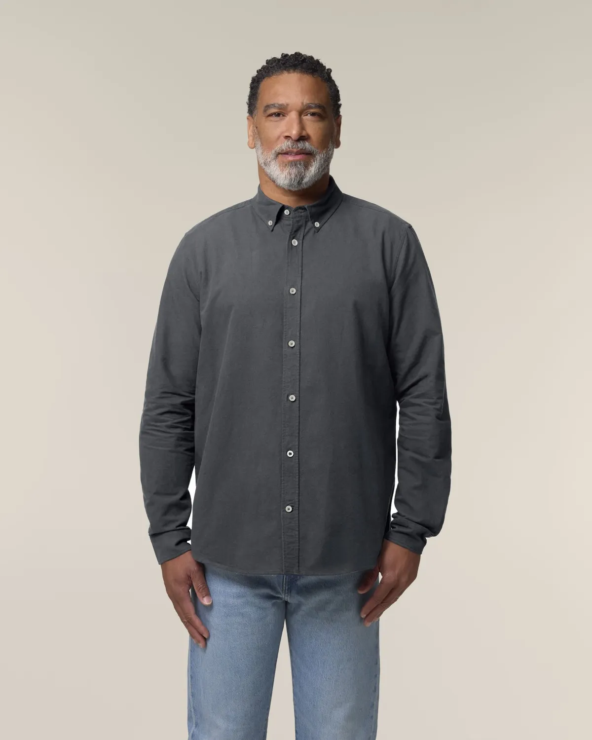 Stanley Oxford Shirt in anthracite, voorkant