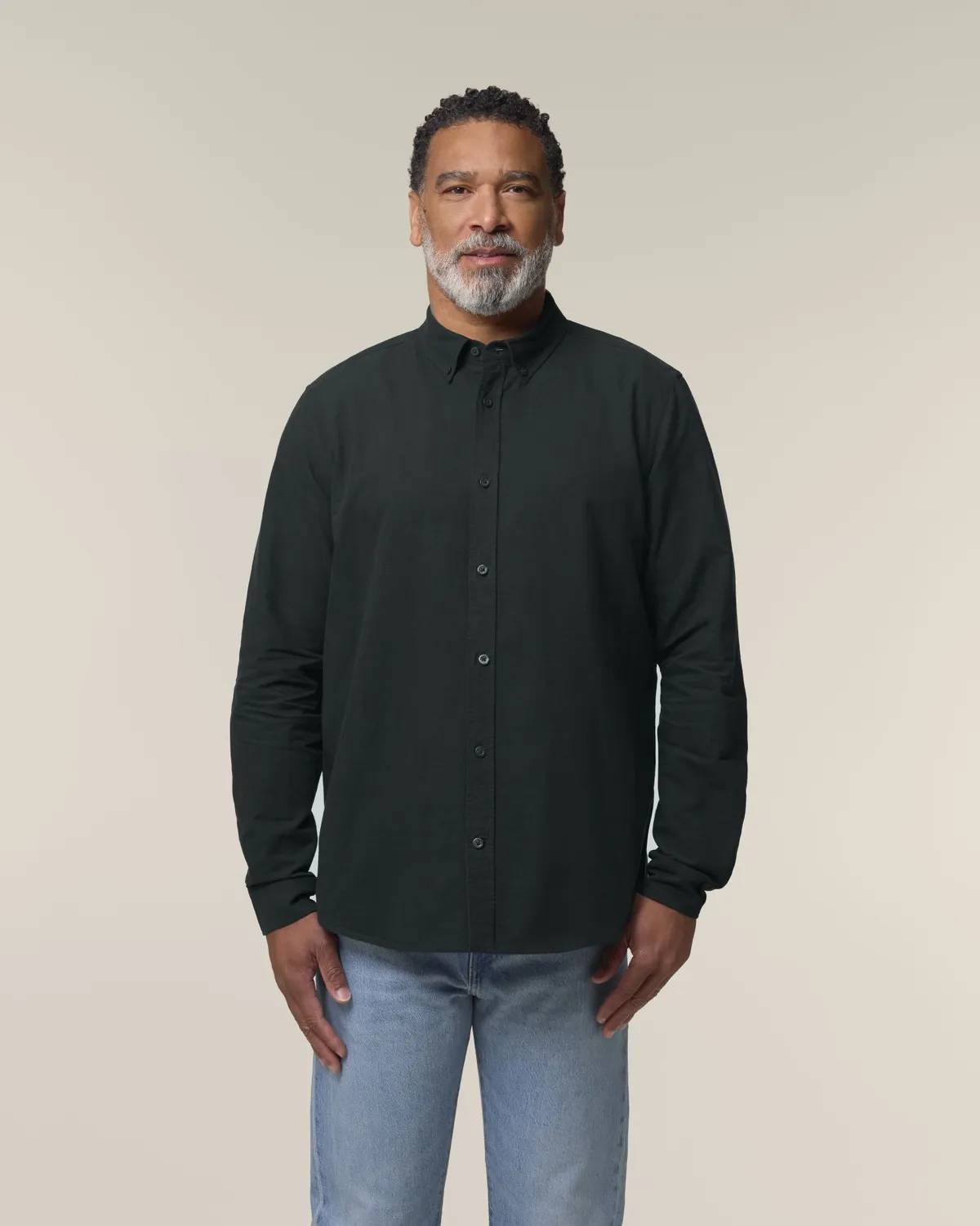 Stanley Oxford Shirt in black, voorkant