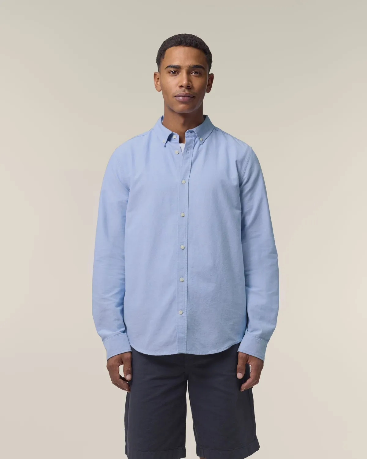 Stanley Oxford Shirt in blue oxford, voorkant