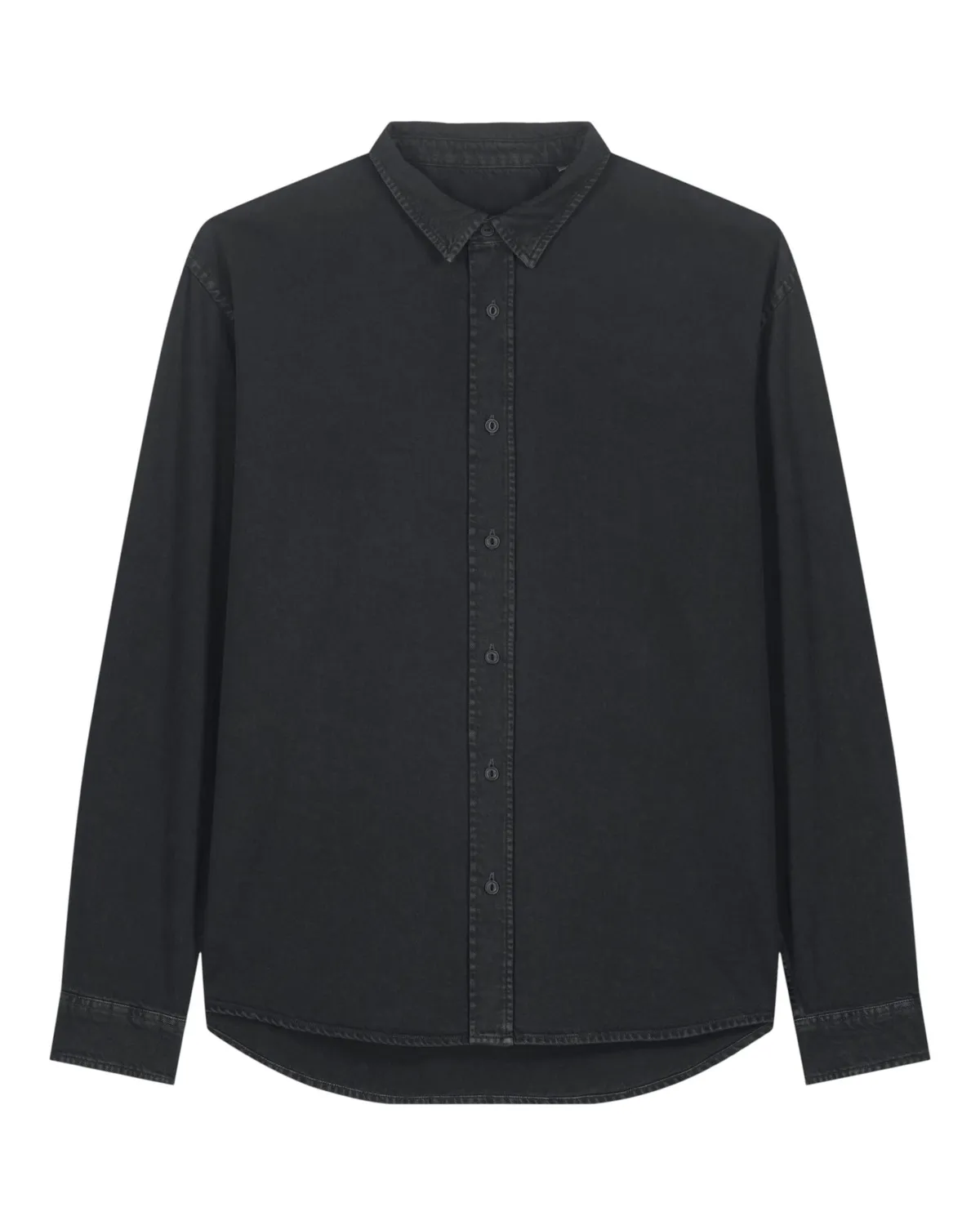 Worker Shirt in g. dyed black rock, zonder model
