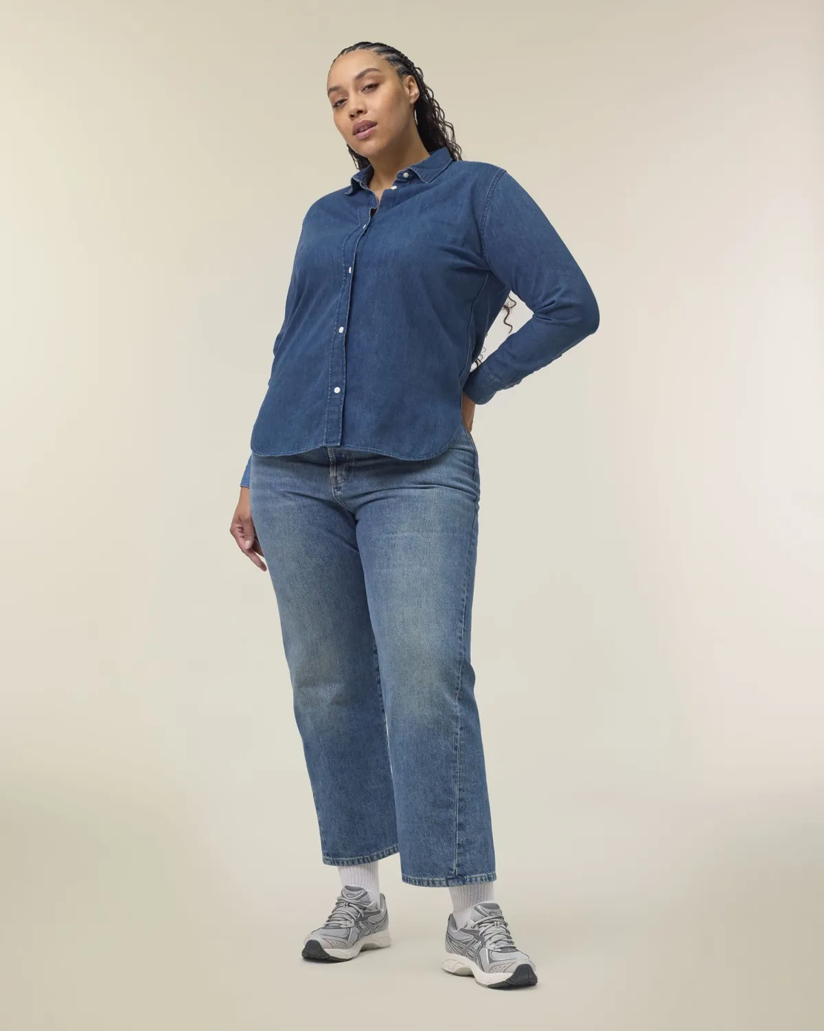Stella Denim Shirt in mid wash, voorkant