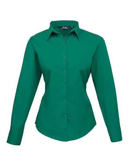 Ladies’ Poplin Long Sleeve Blouse in emerald