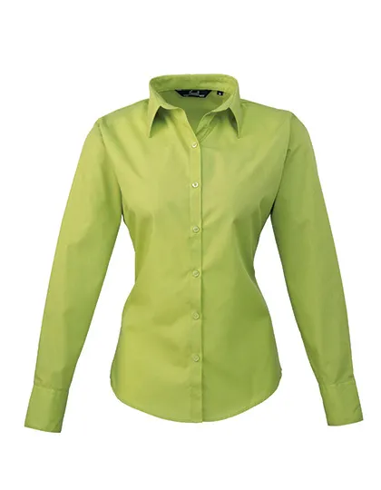 Ladies’ Poplin Long Sleeve Blouse in lime