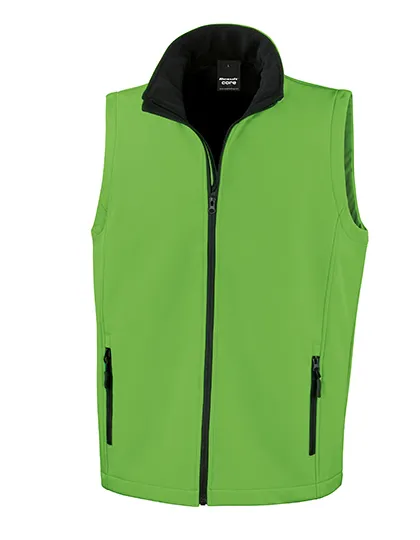 Printable Soft Shell Bodywarmer in vivid green/black