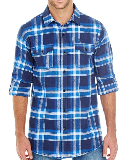 Woven Plaid Flannel Shirt in blue - white (checked)