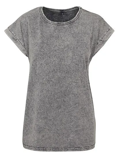 Ladies’ Acid Washed Extended Shoulder Tee in grey black