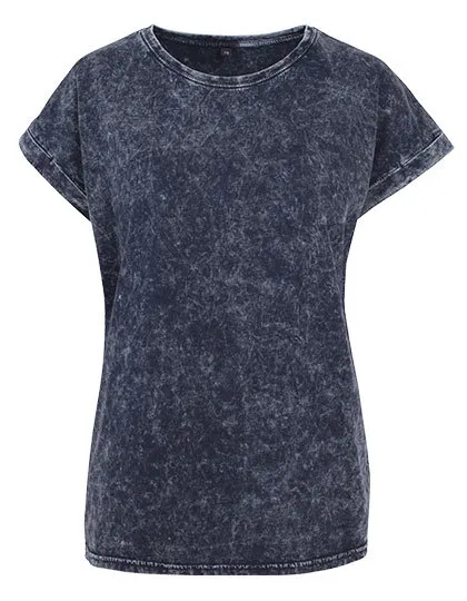 Ladies’ Acid Washed Extended Shoulder Tee in indigo white